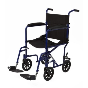 TRANSPORT CHAIR,ALUM, BASIC,8" WHL,BLUE