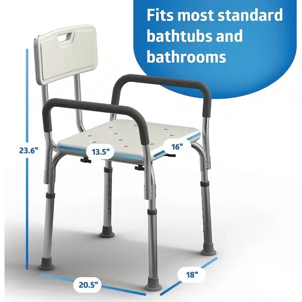 Medline Shower Chair Bath Seat with Padded Armrests and Back