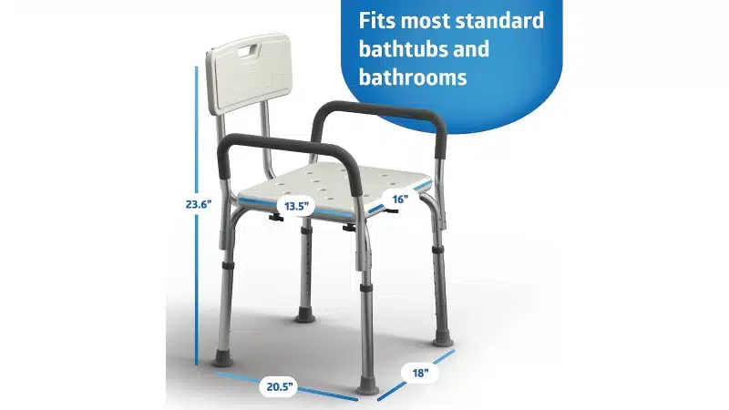 Medline Shower Chair Bath Seat with Padded Armrests and Back