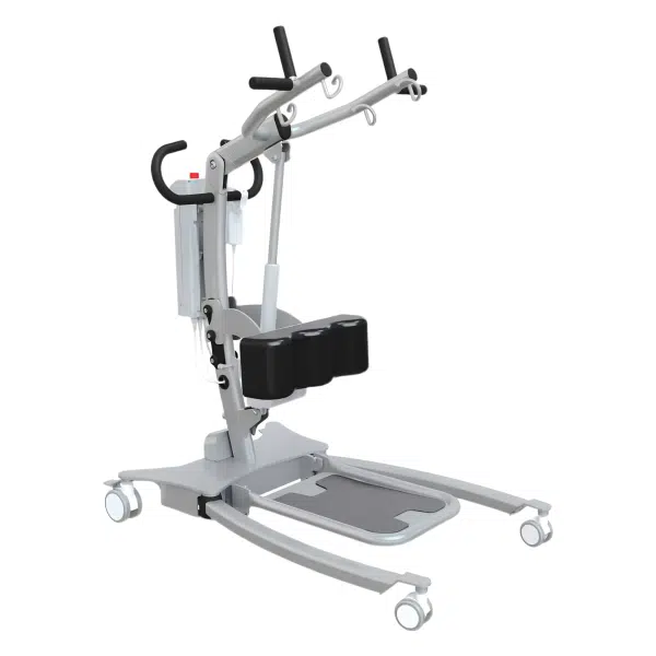 Patient lift with wheels and supports