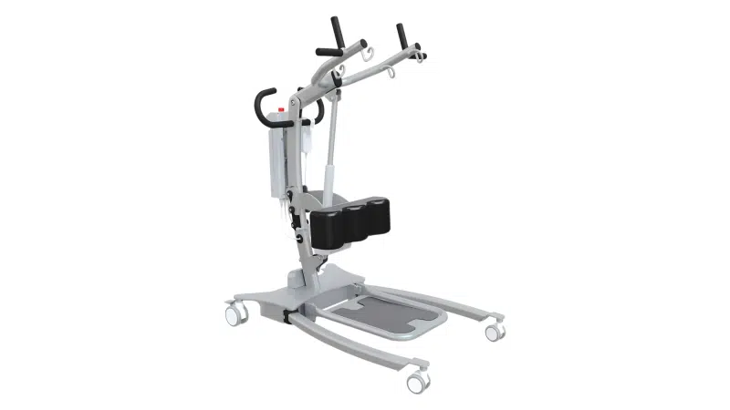 Patient lift with wheels and supports
