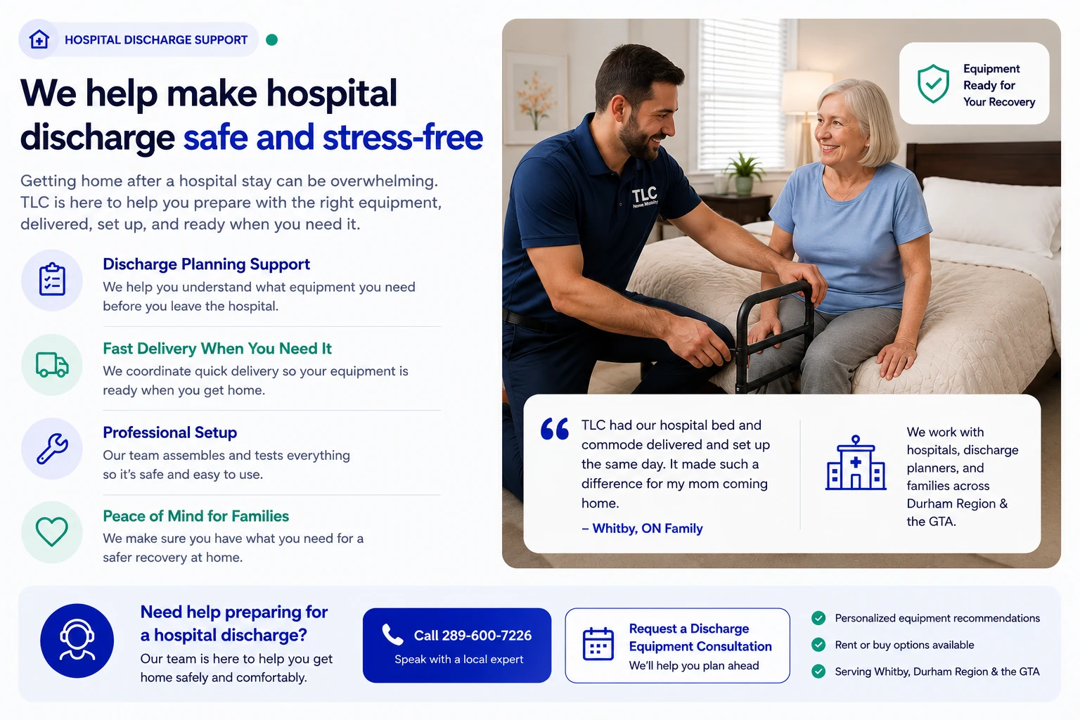 Hospital discharge support and home mobility equipment planning from TLC Home Mobility