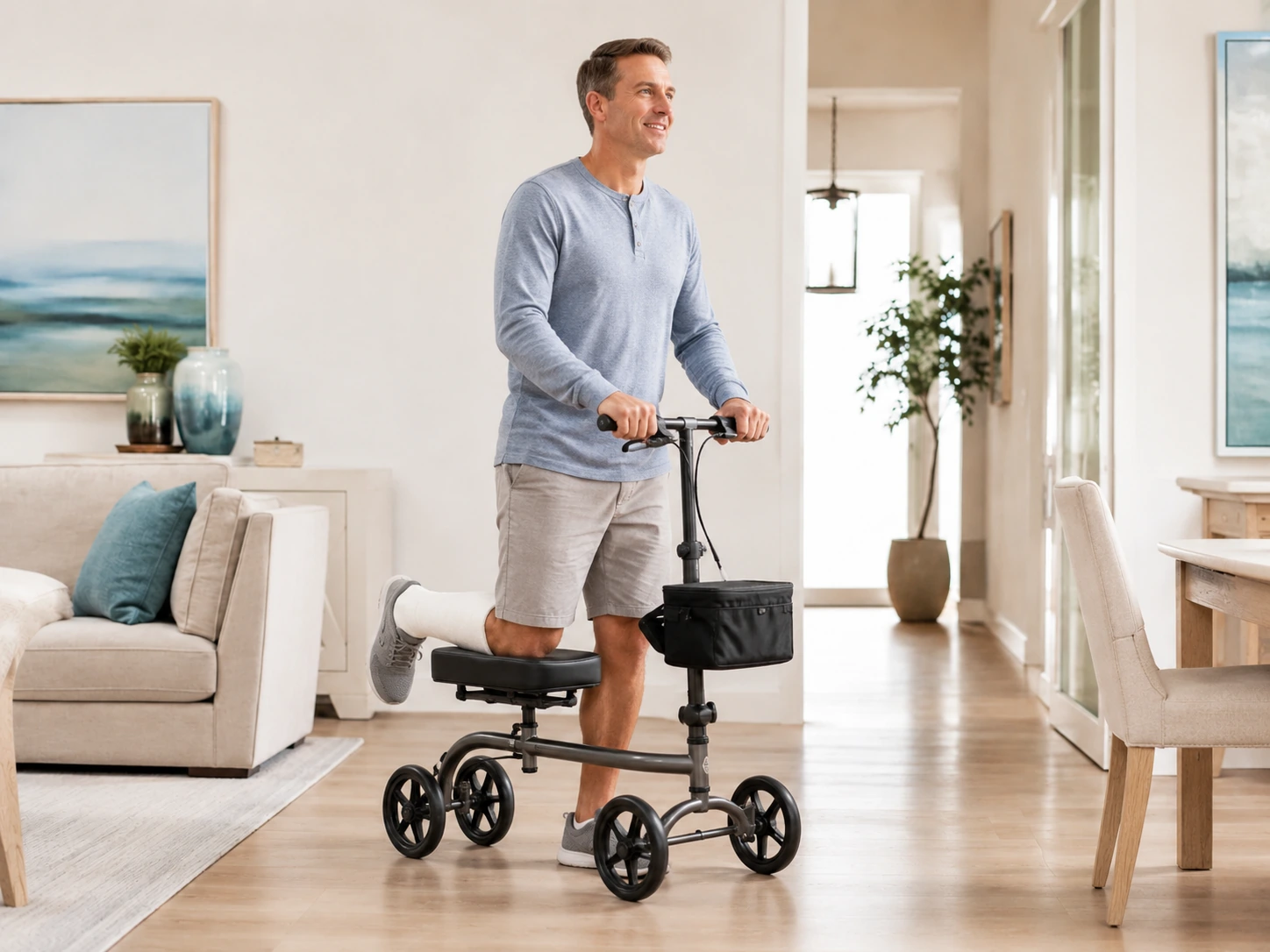 Knee scooter rental for foot ankle or lower leg recovery