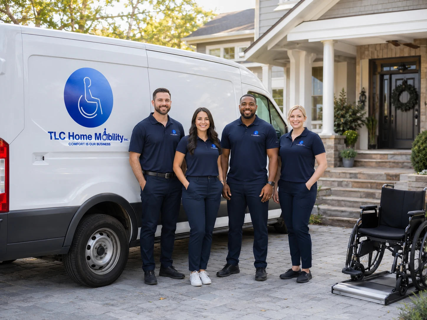TLC Home Mobility local service team with delivery van