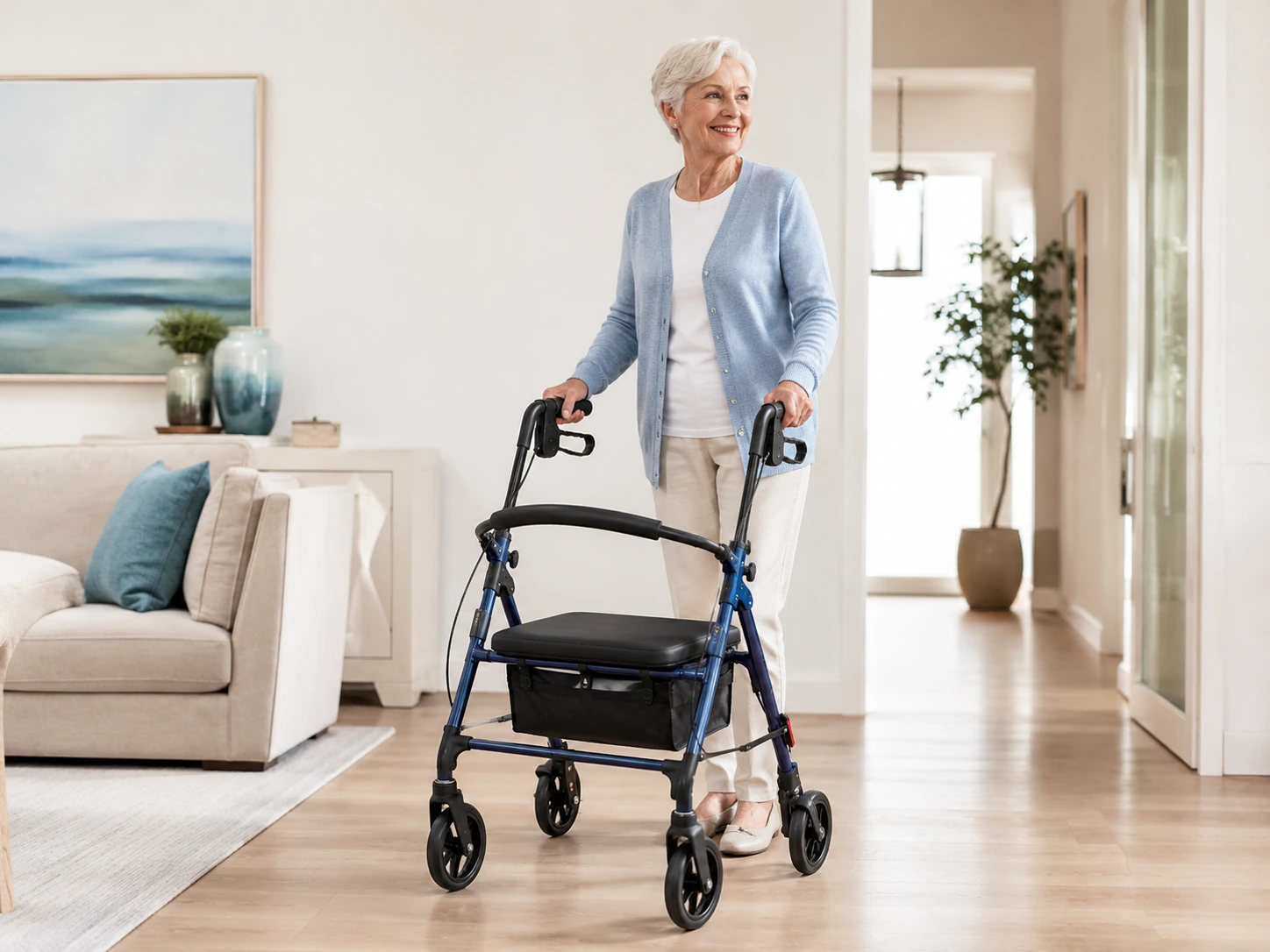 Rollator walker for safer daily mobility at home