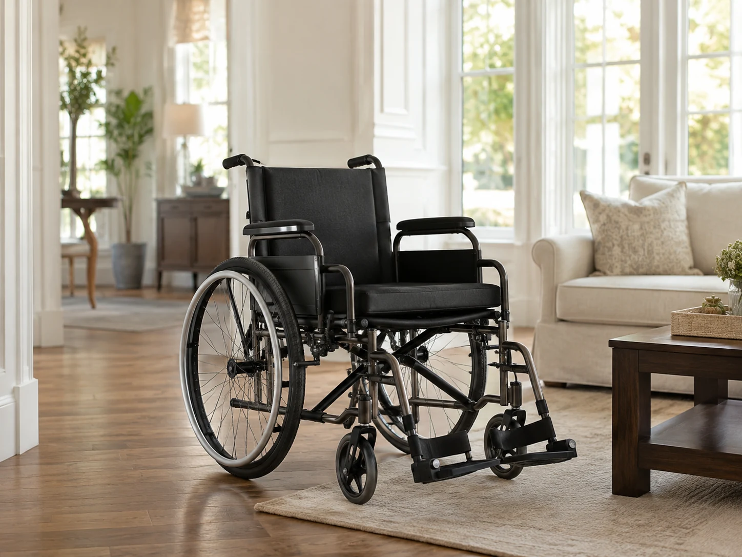 Wheelchair and transport chair support for home mobility and appointments